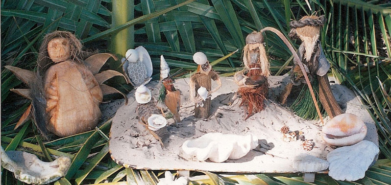 Nativity scene at the seaside, by Jan Greeff's grandchildren.